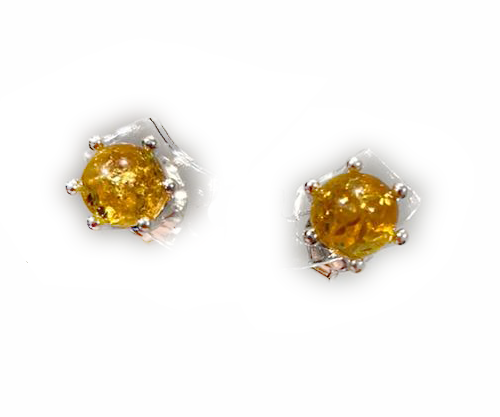 金珀純銀耳環 Amber earrings